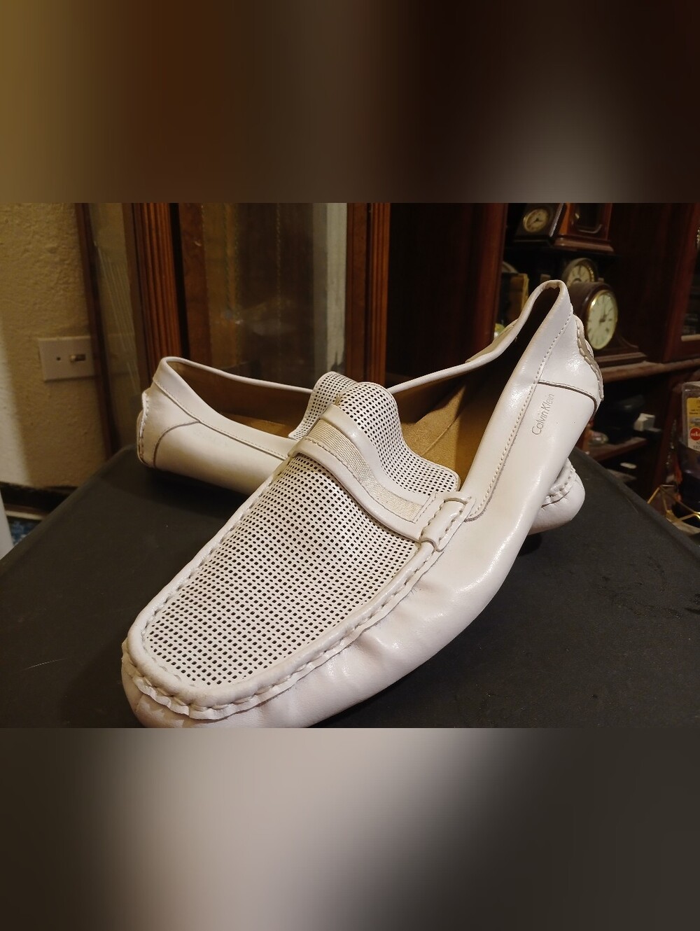 Men's White Calvin Klein Slip-On Loafers Sz 13